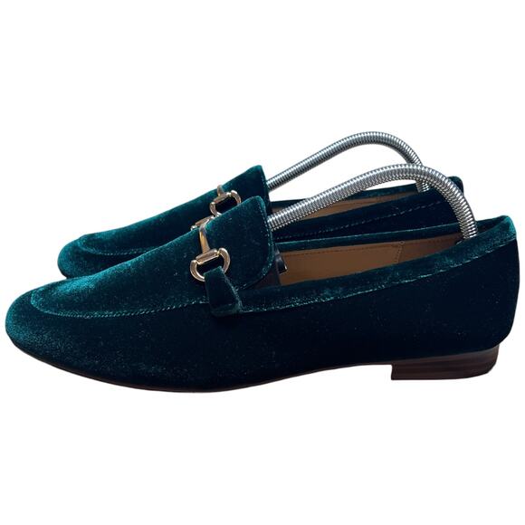 J. CREW Women's 11 Emerald Green Velvet Loafers Horse Bit Shoe Preppy Equestrian - Picture 3 of 14